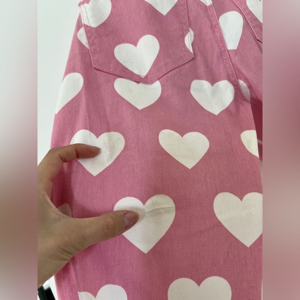 Lazy Oaf Pink Heart Jeans 24 some marks * - Picture 6 of 7